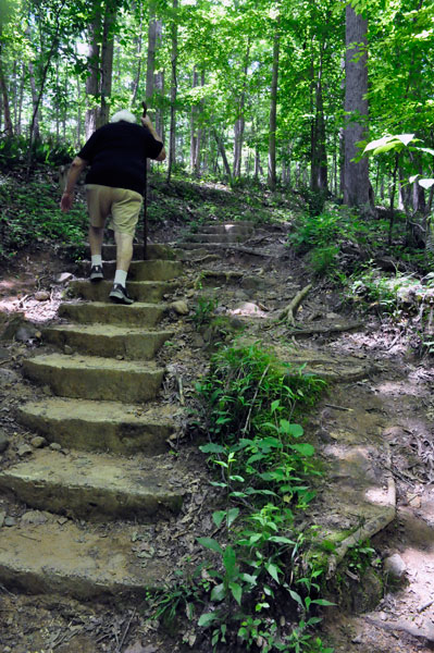 Lee Duquette on the stairs